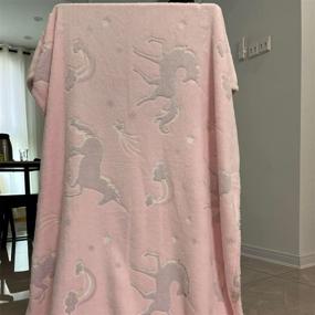 img 4 attached to 🦄 Glow in The Dark Unicorn Throw Blanket for Kids: Pink Plush Blanket Baby Girl Blanket 40”x55” - Soft Cozy Sofa Flannel Throws for All Seasons, Perfect Fuzzy Fleece Throw for Bed, Couch, Travel - Ideal for Girls and Toddlers