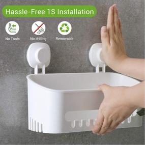 img 3 attached to 🚿 White Shower Caddy Suction, Luxear Drill-Free Shower Suction Organizer, Wall Mounted Shower Shelf with Removable Bathroom Storage Basket, Powerful Suction Caddy for Bathroom – Max Hold 22lbs