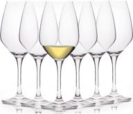 fawles crystal white wine glasses set of 6 - 15 oz laser cut rim stemmed clear chardonnay wine glass set - perfect housewarming, anniversary, or wine gift логотип