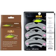 💁 mina ibrow henna обычный пакет с трафаретами - комбо-пакет (светло-коричневый) - улучшите свою игру бровями с долговечными результатами! логотип