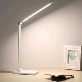 img 4 attached to 💡 Enhance Your Workspace with the LED Desk Light: Touch Control Dimmable Lamp with USB Charging Port and Eye-Care Technology, 5 Color Modes, 7W Auto Timer, Ideal for Home Office, Dorms, Workshops, Studios [Silver White]