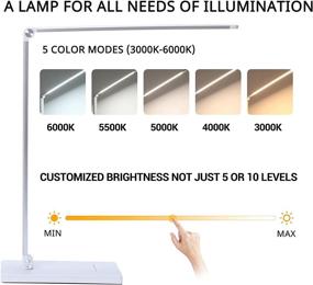 img 3 attached to 💡 Enhance Your Workspace with the LED Desk Light: Touch Control Dimmable Lamp with USB Charging Port and Eye-Care Technology, 5 Color Modes, 7W Auto Timer, Ideal for Home Office, Dorms, Workshops, Studios [Silver White]