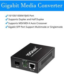 img 3 attached to Gigabit SFP to RJ45 Media Converter | 1000Base-SX/LX SFP 🔌 Slot to 10/100/1000Mbps RJ45 Port | Multi/Singlemode Transceiver Support | Full/Half Duplex