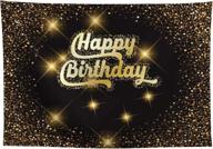 🎉 shimmering glamour for milestone celebrations: allenjoy 8x6ft black and gold birthday backdrop with sparkling gold dots – perfect photography background for adults' sweet 16th, 40th, 50th, 60th party decorations & photo booth! логотип