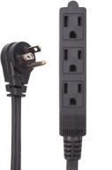 🔌 electes 8 feet heavy duty extension cord: 3 outlet, angled plug, ul listed - black, 16/3 spt3 logo