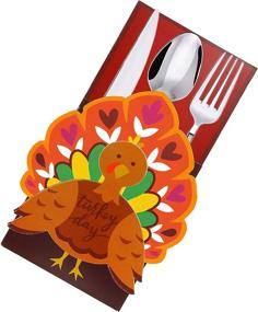 img 2 attached to 🍂 Autumn Harvest Thanksgiving Cutlery Holder Set and Thank You Cards: Perfect Table Decoration for Turkey Utensils and Fall Party Favors!