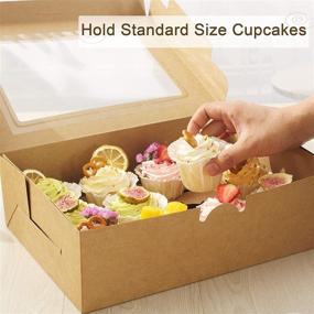 img 2 attached to 🎂 Premium 20-Pack Aoeoe Cupcake Boxes with Clear Window - Securely Holds 12 Standard Cupcakes - Bulk Brown Kraft Cupcake Containers for Muffins, Cookies, and Pastries - Food Grade Cupcake Holders