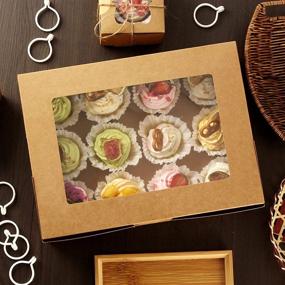 img 1 attached to 🎂 Premium 20-Pack Aoeoe Cupcake Boxes with Clear Window - Securely Holds 12 Standard Cupcakes - Bulk Brown Kraft Cupcake Containers for Muffins, Cookies, and Pastries - Food Grade Cupcake Holders