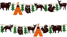 img 3 attached to Musykrafties Fabric Woodland Camping Garland Banner for 🏕️ Birthday, Wedding, Baby Shower Party Decorations - Set of 2