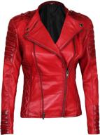 decrum red women leather jackets logo