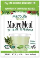 🌱 macrolife naturals macromeal vegan superfood powder: time-released protein blend, greens, digestive enzymes, fiber, mcts - vanilla flavor - 10 packet servings, non-gmo, gluten-free, rsbt-free - energy boost! logo