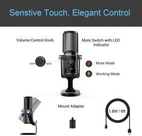 img 2 attached to 🎙️ USB Recording Microphone for PC Laptop Mac - Podcast Condenser Cardioid Mic with Mute Button, Volume Adjustment & LED Indicator - Ideal for Vocals, YouTube, Streaming, Broadcast, Skype, Gaming (Model JV902)