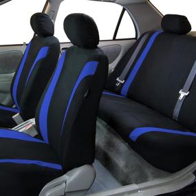 img 3 attached to 🚗 FH Group Cosmopolitan Flat Cloth Full Set Car Seat Covers - Airbag Compatible & Split Bench - Blue