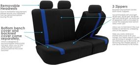 img 1 attached to 🚗 FH Group Cosmopolitan Flat Cloth Full Set Car Seat Covers - Airbag Compatible & Split Bench - Blue