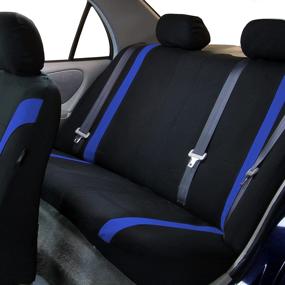 img 2 attached to 🚗 FH Group Cosmopolitan Flat Cloth Full Set Car Seat Covers - Airbag Compatible & Split Bench - Blue