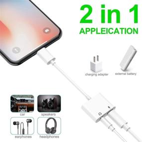 img 1 attached to 🎧 Apple MFi Certified 2-Pack адаптер для наушников iPhone и разветвитель - Assrid 2 в 1 Lightning to 3.5mm аудио адаптер и зарядное устройство для iPhone 12/11/SE 2020/XS/XR/X/8 7/iPad/iPod - Поддержка управления звонками и музыкой.