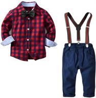yilaku 4 piece boys' 👔 clothing set with gentleman outfit and suspender logo
