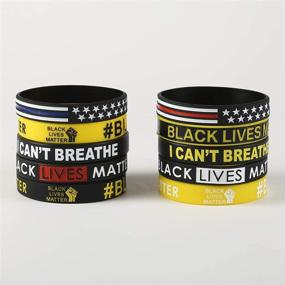 img 3 attached to Black Lives Matter Bracelet: Silicone Wristbands in Set of 10 - Black Rubber Bangle Bracelets