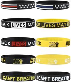 img 4 attached to Black Lives Matter Bracelet: Silicone Wristbands in Set of 10 - Black Rubber Bangle Bracelets