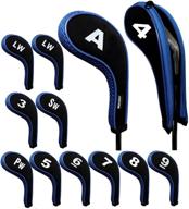 🏌️ andux number print golf iron club head covers: long neck with zipper - 12pcs/set - ideal golf accessories for identification and protection logo