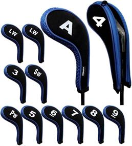 img 1 attached to 🏌️ Andux Number Print Golf Iron Club Head Covers: Long Neck with Zipper - 12pcs/Set - Ideal Golf Accessories for Identification and Protection