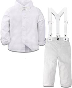img 4 attached to A&amp;J DESIGN Baby Boys Gentleman Outfit Set, 3-Piece Suit Shirt, Suspender, and Pants