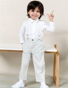 img 2 attached to A&amp;J DESIGN Baby Boys Gentleman Outfit Set, 3-Piece Suit Shirt, Suspender, and Pants
