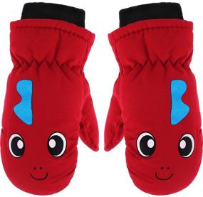 img 4 attached to Warm & Waterproof Mittens: Unisex Cotton-Lined Girls' Accessories for Cold Weather