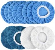 poliwell 12-pack polishing bonnet pads with microfiber and woollen waxing pads – ideal for car polisher logo