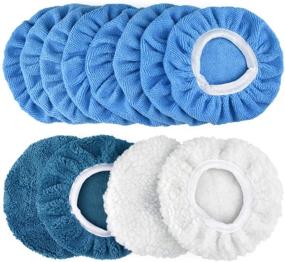 img 4 attached to POLIWELL 12-Pack Polishing Bonnet Pads with Microfiber and Woollen Waxing Pads – Ideal for Car Polisher