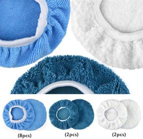 img 1 attached to POLIWELL 12-Pack Polishing Bonnet Pads with Microfiber and Woollen Waxing Pads – Ideal for Car Polisher