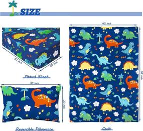 img 1 attached to 🦖 Cloele Dinosaur Toddler Bedding Set: Reversible Quilted Comforter, Fitted Sheet, and Pillowcase - Soft Microfiber, Perfect for Boys' Beds
