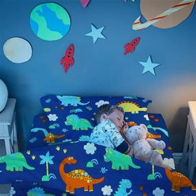 img 3 attached to 🦖 Cloele Dinosaur Toddler Bedding Set: Reversible Quilted Comforter, Fitted Sheet, and Pillowcase - Soft Microfiber, Perfect for Boys' Beds