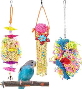 img 4 attached to 🐦 Colorful Chewing Shredder Bird Toys - Enhance Foraging & Entertainment for Parakeets, Conures, Cockatiels, and More!