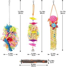 img 3 attached to 🐦 Colorful Chewing Shredder Bird Toys - Enhance Foraging & Entertainment for Parakeets, Conures, Cockatiels, and More!