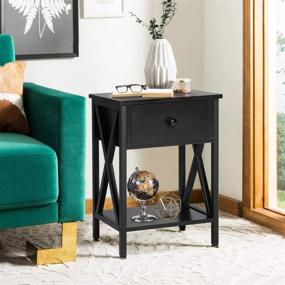 img 1 attached to 🌙 VECELO Modern Versatile Nightstands X-Design Side End Table - Set of 2 (Black)