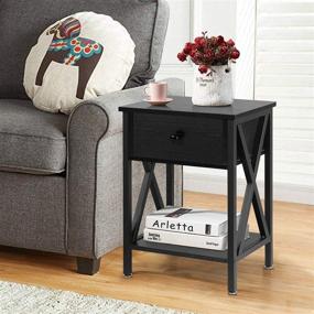 img 2 attached to 🌙 VECELO Modern Versatile Nightstands X-Design Side End Table - Set of 2 (Black)