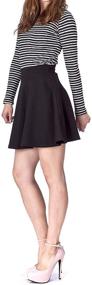 img 1 attached to 👗 Versatile High Waist A-line Flared Skater Mini Skirt - Stretchy Cotton Essential