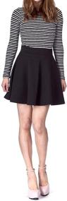 img 3 attached to 👗 Versatile High Waist A-line Flared Skater Mini Skirt - Stretchy Cotton Essential