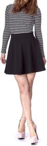 img 2 attached to 👗 Versatile High Waist A-line Flared Skater Mini Skirt - Stretchy Cotton Essential