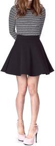 img 4 attached to 👗 Versatile High Waist A-line Flared Skater Mini Skirt - Stretchy Cotton Essential