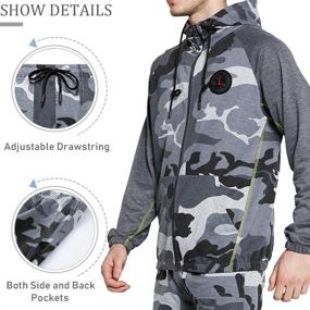 img 3 attached to Men's Hooded Athletic Tracksuit: The Ultimate Casual Full Zip Jogging SweatSuits