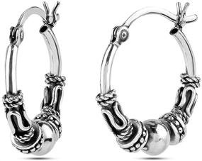 img 3 attached to 👂 LeCalla Sterling Silver Balinese Beaded Hoop Earring - Vintage Jewelry for Women and Teen Girls