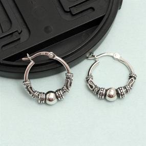 img 2 attached to 👂 LeCalla Sterling Silver Balinese Beaded Hoop Earring - Vintage Jewelry for Women and Teen Girls