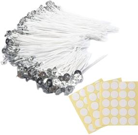 img 4 attached to Enhance Your Candle Making Experience with 360 Pcs Candle Wicks Kit - 300 Pcs 6 Inch Low Smoke Natural Cotton Wicks, 60 Pcs Pre-Waxed Stickers for DIY Candle Making (360PCS)