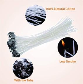 img 3 attached to Enhance Your Candle Making Experience with 360 Pcs Candle Wicks Kit - 300 Pcs 6 Inch Low Smoke Natural Cotton Wicks, 60 Pcs Pre-Waxed Stickers for DIY Candle Making (360PCS)