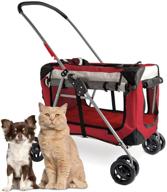 🐾 premium pet stroller and carrier: perfect for medium to large sized pets - locking zippers, shoulder straps & seat belt lock included logo