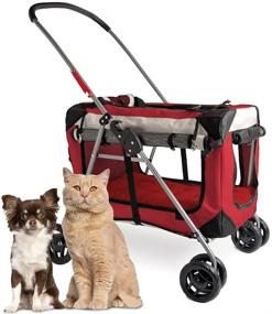 img 4 attached to 🐾 Premium Pet Stroller and Carrier: Perfect for Medium to Large Sized Pets - Locking Zippers, Shoulder Straps & Seat Belt Lock Included