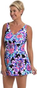 img 1 attached to 👗 Stylish and Flattering: Maxine Of Hollywood Women's V-Neck Swim Dress One Piece Swimsuit