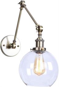 img 3 attached to KWOKING Lighting Industrial Vintage Style 1 Light Настенные бра Регулируемый поворотный кронштейн Настенный светильник с прозрачным стеклянным плафоном Подвесной светильник для спальни Ресторан Сарай Склад из бронзы